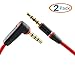 HTTX 3.5mm Audio Extension Cable Male to Male Auxiliary 4-Conductor TRRS Stereo [Gold Plated Connectors] 90 Degree Right Angl 4ft -Red (2-Pack)