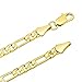 4mm 14k Gold Plated Flat Figaro Link Chain + Microfiber Jewelry Polishing Cloth