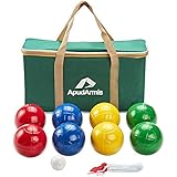 ApudArmis 90mm Bocce Balls Set, Lighter Outdoor Bocce Game for Backyard/Lawn/Beach - Set of 8 Soft PE Balls & 1 Pallino & Nylon Carrying Case & Measuring Tape for Teens Beginners