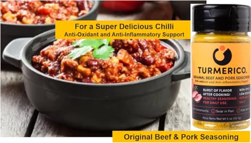 TURMERICO ORIGINAL BEEF AND PORK SEASONING FOR DAILY USE, LOW SODIUM, NON-SPICY, PROVIDES ANTI-OXIDANT AND ANTI-INFLAMMATORY SUPPORT, TURMERIC BASED