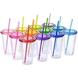 Cupture Classic Candy Insulated Tumbler with Lid and Straw, 16 oz, Pack of 12 (Assorted Colors)