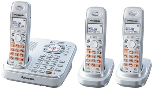 Panasonic Dect 6.0 Digital Cordless Answering System -with 3 Handsets System (KX-TG9343S) Pearl Silver