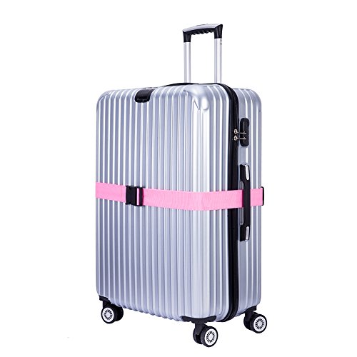 Hibate Adjustable Luggage Strap Suitcase Straps Bag Belt Travel Accessories - Pink, 4 Pack - Thumbnail 5