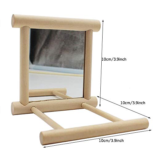 Bird Mirror,Cockatoo Playground,Parrot Ladder,Parakeet Sun Bath,Perch Platform Stand,Bird Perches for Parrots Stand Wooden Play Toys for Budgies,Cockatiel,Conure,Finch Lovebird by BLSMU