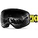 ZIONOR X10 Ski Snowboard Snow Goggles OTG for Men Women Youth Anti-fog UV Protection (VLT 17% Black Frame Black Lens)