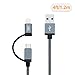 CableCreation 2-in-1 iPhone and Android Charging Cable 4FT/1.2m, Lightning and Micro USB to USB Charging Data Cord MFi Certified for iPhone 14, 13, 12, 11, X, 8, 8 Plus,7, Nexus, LG, HTC, Gray