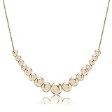 Hoops & Loops Flash Plated Rose Gold Sterling Silver Graduated Polished Bead Necklace
