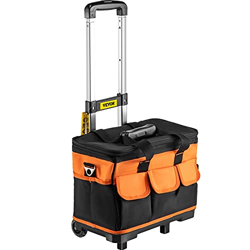 VEVOR Rolling Tool Bag, 14in Tool Bag with Wheels, 17 Pockets Roller