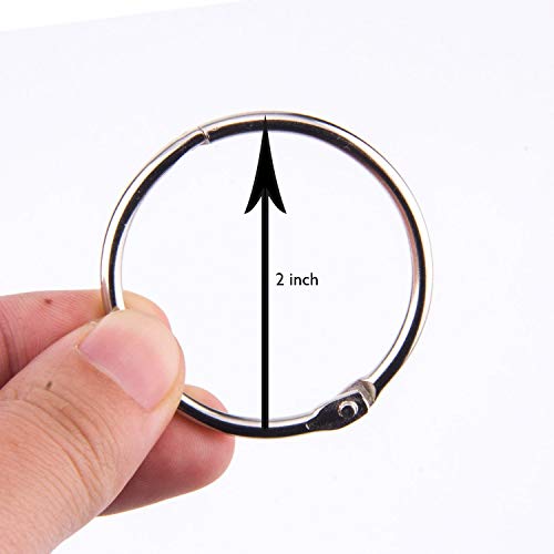 Zannaki 2 Inch (50 Pack) Loose Leaf Binder Rings, Nickel Plated Steel Binder Rings, Keychain Key Rings, Metal Book Rings, Silver, for School, Home, or Office - Thumbnail 6