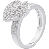 Dangle Heart Cubic Zirconia Statement Ring Fashion Promise Love Jewelry Dangling Open Adjustable Knuckle Middle Finger Rings Crystal Band Jewelry for Women Daughter