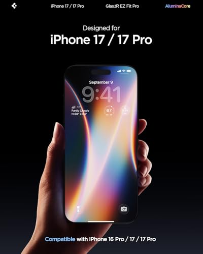 Spigen GLAStR EZ Fit PRO for iPhone 17 PRO Screen Protector | iPhone 17 | iPhone 16 PRO Premium Tempered Glass [Aluminum-Enhanced Durability] Impact resistance [2 PACK]