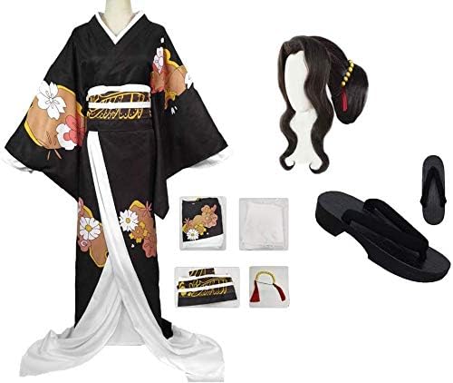 Amazon フルセット コスプレ衣装 鬼滅の刃 着物 鬼舞辻 無惨 きぶつじ むざん ウィッグ 下駄 髪飾り付き コスプレ衣装 日常服 Cosplay 女性xl コスプレ 仮装 通販
