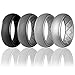 Egnaro Men's Silicone Rings 10mm Wide 2.5mm Thick Rubber Wedding Bands, Multipack 1/4/7 Breathable Comfort Fit For Workout