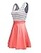 OMY OMEYA.WANSHIDA. Womens Sexy Open Back Cocktail Slim Black White Striped Mini Dress (M, Coral)