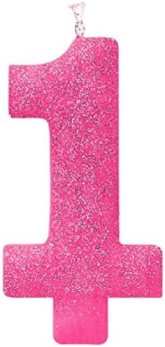 Amazon Com 1 Vela Gigante Color Rosa Brillante Como Decoracion Para Pastel De Primer Cumpleanos Rosado Kitchen Dining