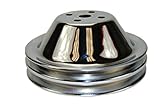 Pirate Mfg Sbc Chevy 283-350 Chrome Steel Smooth Swp Double Groove Water Pump Pulley