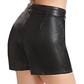 Everbellus Womens Casual Wide Leg Shorts High Waisted Faux Leather Shorts