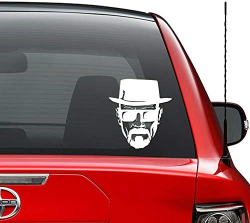 Heisenberg Face Breaking Bad Vinyl Decal Sticker Car Truck Vehicle Bumper Window Wall Decor Helmet Motorcycle and More - Size (5 Inch / 13 cm Tall) - Color (Gloss White)