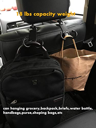 2 Pack Car Interior Headrest Hooks Back Seat Auto Hanger Universal Trunk Organizer Storage for Clothes Coats Diapers Umbrella Purses Handbag Hat Grocery Bag Backpack Drop Stop Gadget Car Accessories