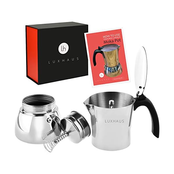 LuxHaus Stovetop Espressokocher – 9 Tassen Mokkakanne Kaffeemaschine – 100% Edelstahl – Bild 4