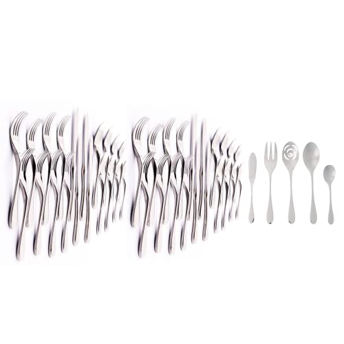 Knork Original Stainless Steel Flatware Set, 45 piece, Silver Gloss