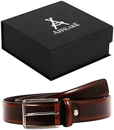 45-46 Affilare Men's Genuine Italian Leather Dress Belt 35mm Brown 12BS653BR