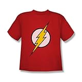 Justice League - Flash Logo Youth T-Shirt In Red, Size: Medium (10-12), Color: Red