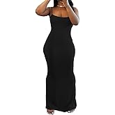 PINSV Women Summer Long Dress Casual Slip Sexy Sleeveless Bodycon Maxi Dresses for Women