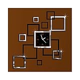 Black and Silver Squares Frames Acrylic Silent Quartz Wall Clock DIY Removable 3D Crystal Mirror Wall Clock Acrylic Non-Ticking Quiet Quartz Clock Wall Sticker Home Living Room Bedroom Decoration