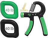 Norse Strength Hand Grip Exerciser Kit Adjustable Gripper 22-88 Lbs with 2 Strengthener Squeeze Rings, Forearm Workout Trainer for Climbing and Kids