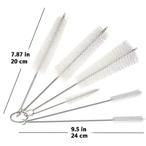 Cleaning Brush Set, Bottle Brush Cleaner, Tube Brushes, Water Bottle Cleaning Brush, Kitchen Wire Scrub Set for Nozzle Clean, Drinking Straw, Wine Bottle, Cup, Pipes, Keyboard, Set of 6 - Thumbnail 5