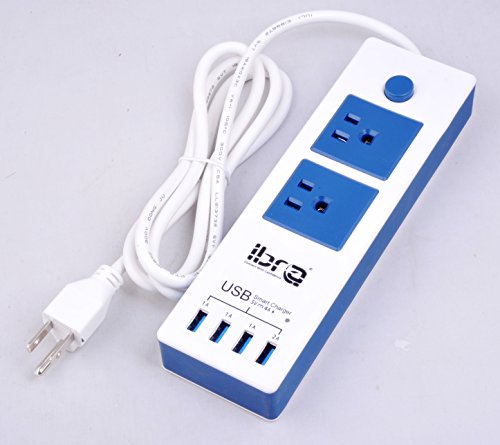 image for IBRA® IBRA USB Power Strip with 2 AC Outlets and 4 Smart USB Charging