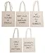5 Pack Feminist Gifts Canvas Tote Bags with Women Empowering Quotes, 14x12 Inch