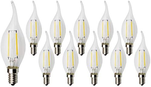 iRotYi (10-Pack) 2W AC 120V Dimmable LED Filament Light Bulb Gold Tint, Warm White 2700 Kelvin 200LM, E14 Base Lamp, 20W Incandescent Bulbs Replacement, SES Candle Light Bulb for Chandelier