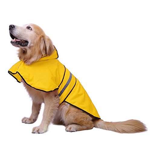 HDE Dog Raincoat Hooded Slicker Poncho for Small to X-Large Dogs and Puppies (Yellow, X-Large)