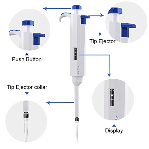 Four E's Scientific Single-Channel Pipettors Adjustable Variable Volume Micro Pipettes, 10-100uL