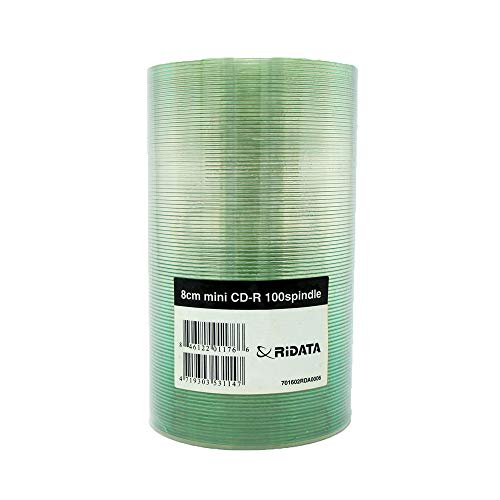 100 Pack Ridata Mini CD-R 24X 210MB 24Min Logo Blank Media Recordable Disc + 100 Pieces Plastic Sleeves