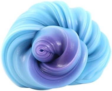 Fluffy Rubber Slime,Yanner UV Discoloration Rubber Bounce Mud Non-magnetic Mud Slime Putty Scented Tub (Blue)