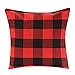 Jartinle 4 Pack Farmhouse Soft Cotton Red Black Buffalo Check Plaids Throw Pillow Cases Decorative Family Indoor or Outdoor Cushion Cover 18x18 inch
