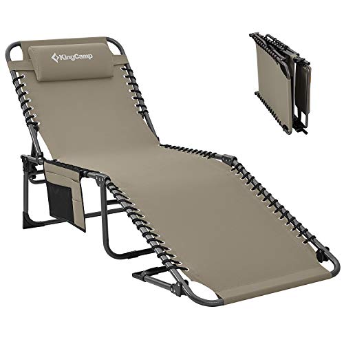 KingCamp Adjustable 4Position Heavy Duty Folding Chaise Lounge Chair