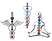 Jovivi 7 Chakras Natural Quartz Gemstones Stone Pendant Healing Point Chakra Reiki (Yoga&Angel Wings& Holy Sword Style 3pc)
