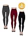 Womens Leggings Fleece Lined-High Waist 3 Pack (Black, Charcoal, Wine) - Basic Elastic Ankle Legging, (One Size)