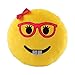 VicLabs New Fashionable Cute Smiley Emoticon Emoji Pillow for Kids and Young Ladies (Dia 12.5 Inch, Lady Nerd Round Yellow Cushion)
