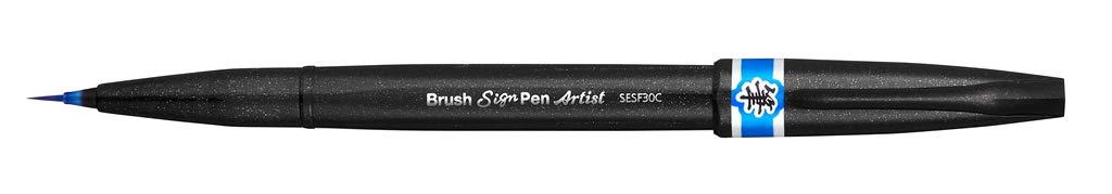 Pentel SESF30C Brush Sign Pen Artist, Extra Fine Brush Tip, Sky Blue (Single Pen)