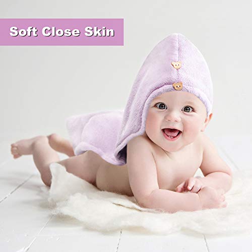 Hair Towel Wraps for Women Long Hair, Double-Deck Microfiber Hair Towel for Curly Hair Quick Magic Hair Dry Hat Super Absorbent Soft Hair Drying Towels, Fast Drying Never Falls Off Pink Purple