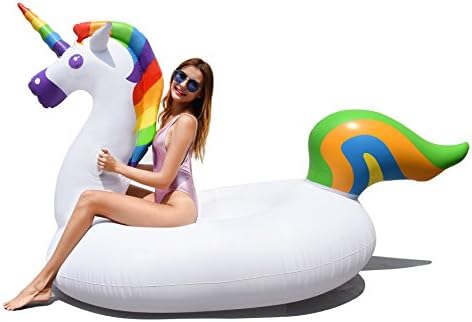GABOSS Giant Unicorn Pool Floats Rideable Lounge Raft Decorations Toys for Adults & Kids Large Pool Floatie