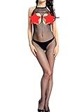 Amoretu Womens Halter Fishnet Cupless Crotchless Bodystocking Lingerie, One Size, Black