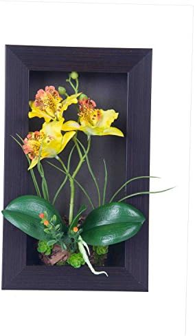 LOUHO Artificial Flowers Arrangement 3D Wall art Fake orchid Home Wall Tabletop Decoration (Yellow)