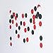 MOWO Paper Garland Circle Dots Hanging Decor, 2.5'' in Diameter,10-feet (Black/red/White, 2pc)