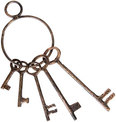 Nauti Metal Antique look Set of 5 Keys on a Ring Copper Color 9.5" Length
